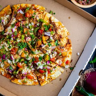 a pizza with toppings