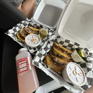 4 Piece Beef Quesabirria Taco + WARM Watermelon Guava Limeade