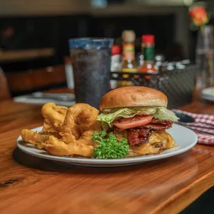 Billionaire Burger with Scratch Made Onion Rings