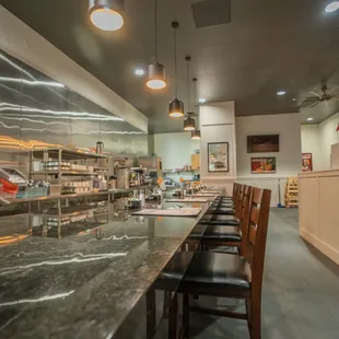 Spacious granite countertop seating