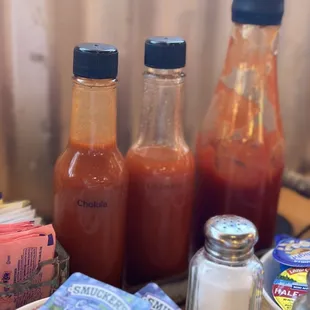 I found it very unusual, that they take condiments out of their original containers, and then put them in their own containers.