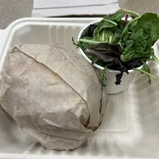 Tuna cranberry croissant with salad