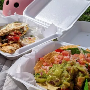 The Collar Nachos and  Veggie Quesadilla with Pineapple Fruit Salsa