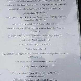 menu