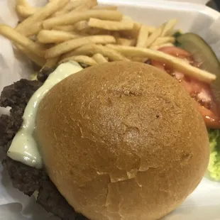 Cheeseburger and fries