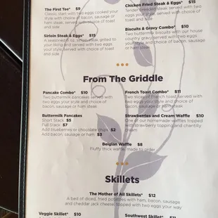 Breakfast menu