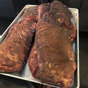 A most beautiful sight.   Fresh out of the smoker....courtesy of Chef Brandon!!!!