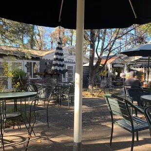 Outdoor seating and front of Annie&apos;s