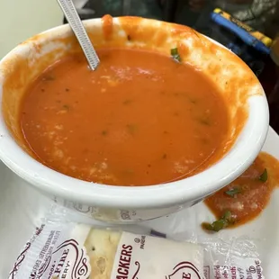 Tomato basil soup (so good they started eating before we could get a picture)
