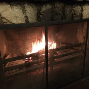 Real authentic wood fireplace