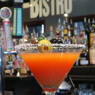 Our Bloody-Tini with house infused vodka