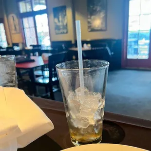 Empty tea she never filled up our drinks she was too busy laughing in the kitchen