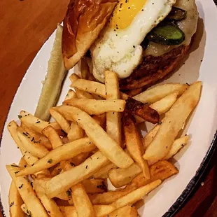 Jalapeño Burger with a side of fries