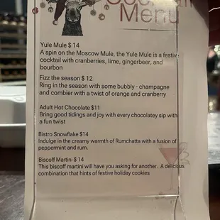 menu