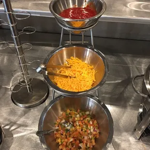 a variety of bowls of food