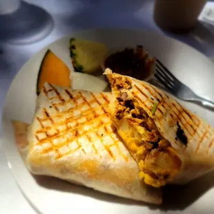 Burrito Special. Chorizo with potatoes, black beans, cheese, and corn.