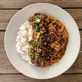 Japchae Noodle & Bulgogi Plate