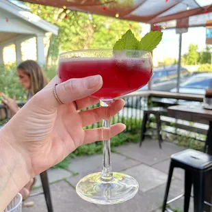 How Deep is Your Love cocktail on the patio