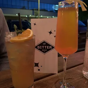 Pillow Talk (L) - gin based with passionate fruit and Strawberry Feels Forever (R) - vodka based with brut rosé