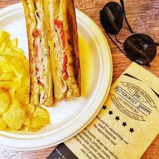 a sandwich and chips