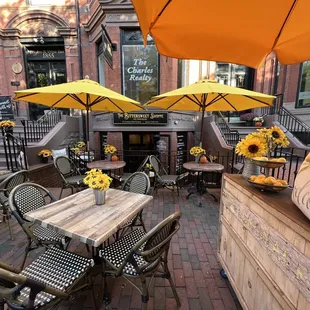 tables and umbrellas