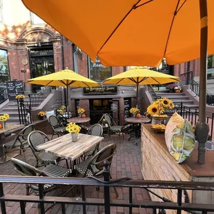 tables and umbrellas