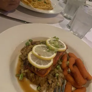 Salmon and scallop pasta