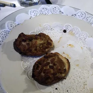 two pieces of bread on a plate