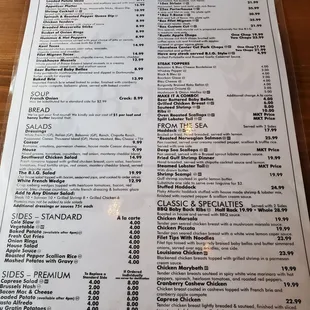 Menu, front page