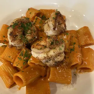 Spicy Rigatoni with shrimp