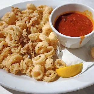 Calamari, $12.99. Fantastic. Tender &amp; seasoned well.