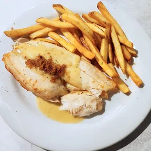 Flounder, $18.99. It's not horrible, but not something I would want to order again. Ordered the fries for the hubby.