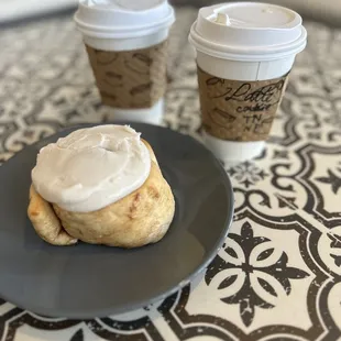 Drip Coffee Toffee cookie butter latte  Cinnamon roll