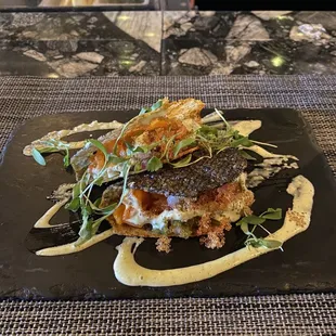 Salmon skin tacos