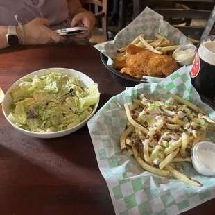 Caesar Salad, Irish Fries, Chicken Tenders &amp; Fries