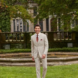 Tan suits available at The Black Tie in Fresno, CA