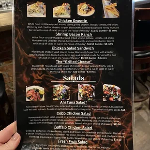 a menu for a restaurant