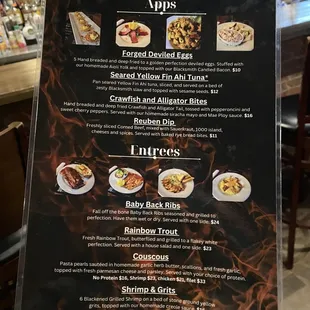 a menu for a restaurant