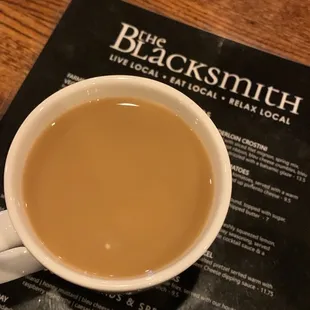 a cup of coffee on the menu