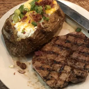 Pork steak &amp; loaded potato
