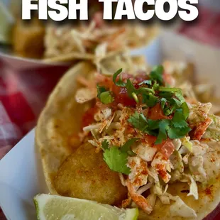 a plate of fish tacos