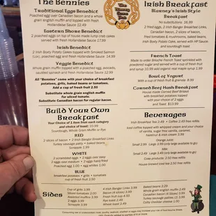Breakfast menu