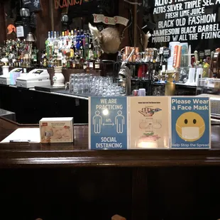 a bar with a sign on it