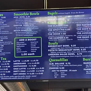 Menu as of July 2022