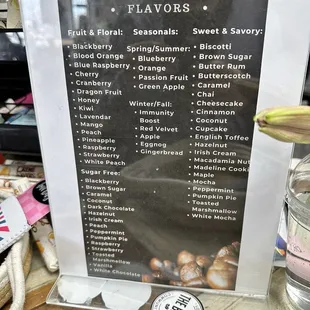 Flavor options... you can add anything to any drink!