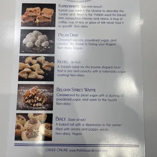 menu, bagels