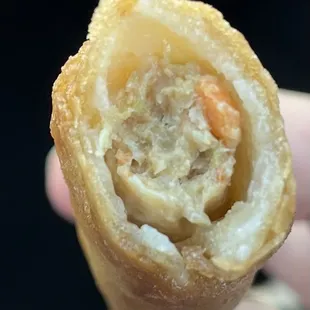 Filling of the Shanghai lumpia which is tiny