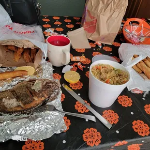 a table full of food