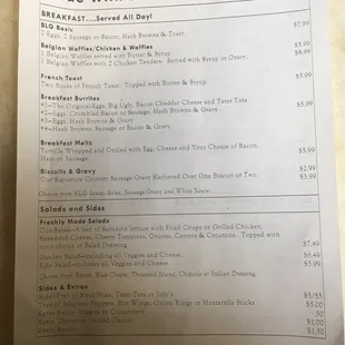 Breakfast Menu