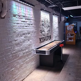 a pool table in a basement